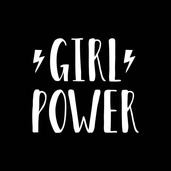 Poster vektor dengan gambar tangan inspirasional kutipan Girl Power - Stok Vektor