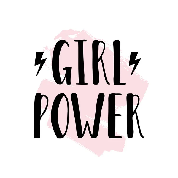 Poster vektor dengan gambar tangan inspirasional kutipan Girl Power dan sapuan kuas - Stok Vektor