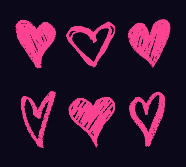 Ensemble vectoriel avec des coeurs abstraits dessinés à la main. Décoration pour la Saint Valentin, mariage — Image vectorielle