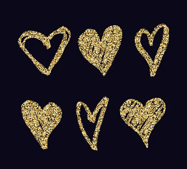 Abstract Background with Gold Glitter Heart. Vector Illustration