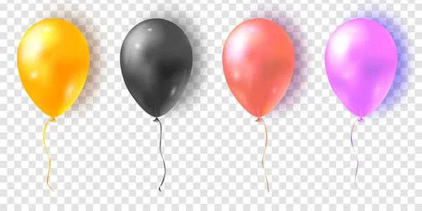 Vektor-Set aus glänzend bunten Luftballons. realistische Luft-3D-Ballons isoliert auf transparentem Hintergrund. — Stockvektor