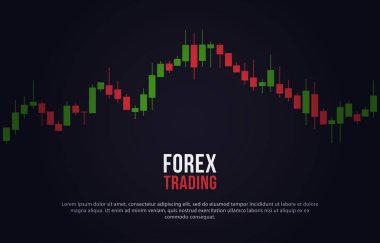 Borsa mum çubukları grafiği ile vektör arka plan. Forex ticaret yaratıcı tasarım. Ticari analiz için mum çubuğu grafik illüstrasyonu 