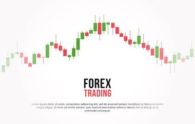 Borsa mum çubukları grafiği ile vektör arka plan. Forex ticaret yaratıcı tasarım. Ticari analiz için mum çubuğu grafik illüstrasyonu 
