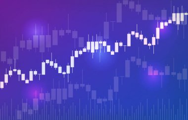 Borsa mum çubukları grafiği ile vektör arka plan. Forex ticaret yaratıcı tasarım. Ticari analiz için mum çubuğu grafik illüstrasyonu 