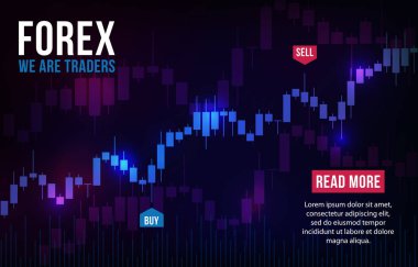Borsa mum çubukları grafiği ile vektör arka plan. Forex ticaret yaratıcı tasarım. Ticari analiz için mum çubuğu grafik illüstrasyonu 