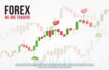Borsa mum çubukları grafiği ile vektör arka plan. Forex ticaret yaratıcı tasarım. Ticari analiz için mum çubuğu grafik illüstrasyonu 