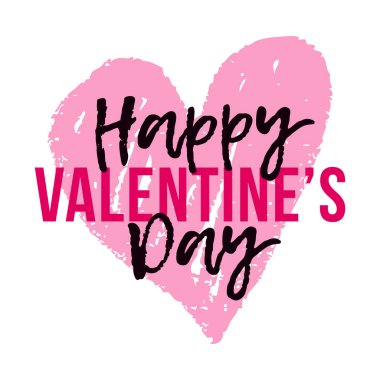 Vektör Mutlu Sevgililer Günü tebrik kartı elle çizilmiş kalp ile