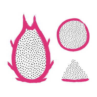 Beyaz arka planda izole dilimlenmiş ejderha meyve vektör illüstrasyon