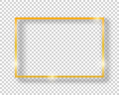 Vektör altın parlak vintage kare kare şeffaf arka plan üzerinde izole. Lüks parlayan gerçekçi sınır