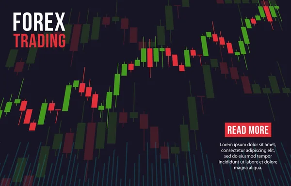 与股票市场烛台图的矢量背景。外汇交易创意设计。用于交易分析的烛形图插图 — 图库矢量图片