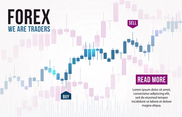 Vector achtergrond met aandelenmarkt kandelaren grafiek. Forex Trading creatief ontwerp. Candlestick grafiek illustratie voor Trade Analytics — Stockvector