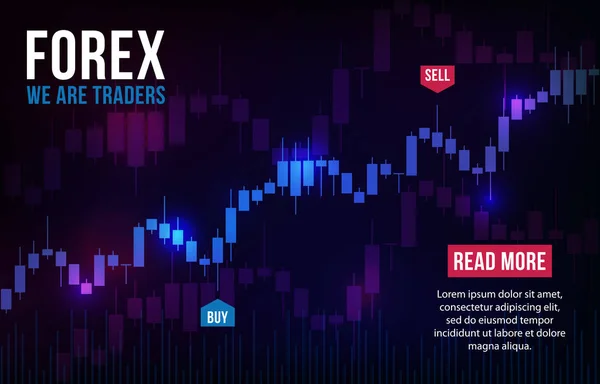 Sfondo vettoriale con grafico dei candelieri del mercato azionario. Forex trading design creativo. Illustrazione del grafico del candeliere per l'analisi commerciale — Vettoriale Stock