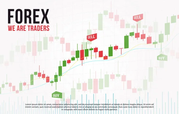 Fundo do vetor com gráfico de castiçais do mercado de ações. Forex negociação design criativo. Ilustração de gráfico de castiçal para análise de comércio — Vetor de Stock