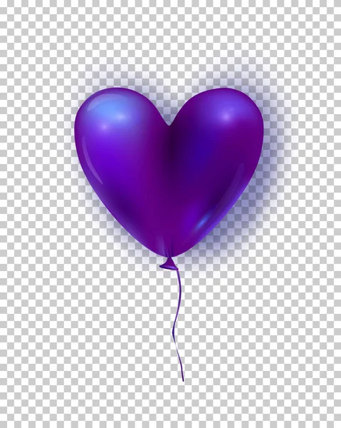 Vektor blank luftballon i hjerteform. Illustration af lilla realistisk luft 3d ballon isoleret på gennemsigtig baggrund . – Stock-vektor