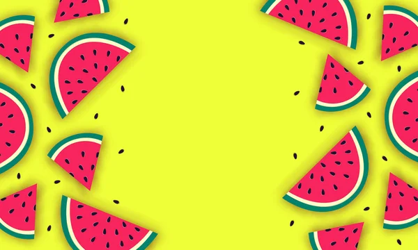 Vektorové letní pozadí se šťavnatou zralými plátky melounu. Obrázek v dobré potravě. — Stockový vektor