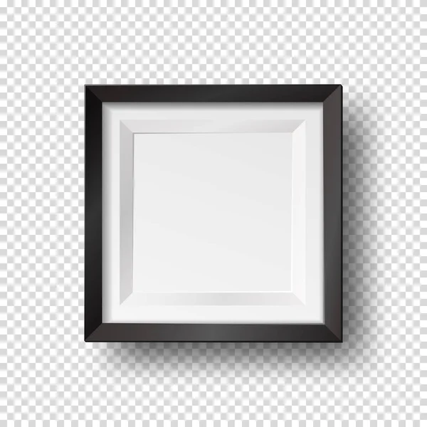 Quadro de imagem vazio quadrado vetorial realista. Modelo Mockup com quadro preto boarder isolado em fundo transparente . — Vetor de Stock