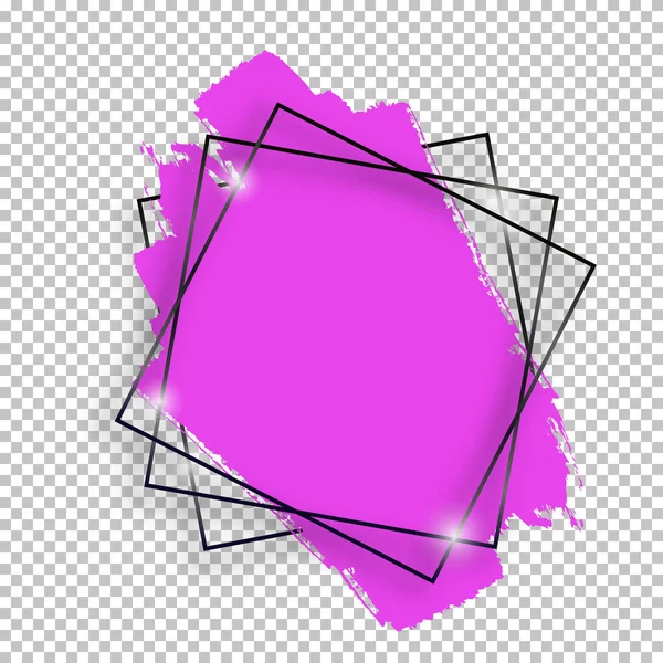 Vektör siyah parlak vintage kare çerçeve fırça darbeleri şeffaf arka plan üzerinde izole ile. Lüks parlayan gerçekçi sınır — Stok Vektör