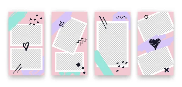 Vector de moda editable conjunto de plantillas para redes sociales historias. Fondos de diseño moderno para volantes, tarjetas, carteles — Archivo Imágenes Vectoriales
