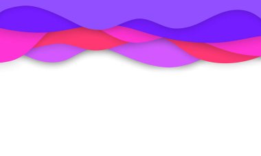 Vektör soyut dalgalı kağıt kesme arkaplanı. Karton katmanlarla desenlendirilmiş tasarım için gerçekçi 3D kağıt dekorasyonu. Oyma sanatı. Kapak düzeni.