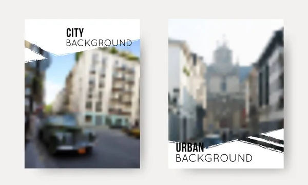 Vector Set Blurred Urban Backgrounds Collection City Unfocused Templates Travel — 图库矢量图片