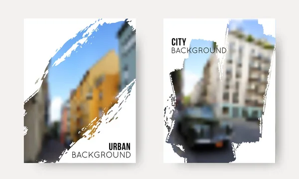 Vector Set Blurred Urban Backgrounds Collection City Unfocused Templates Travel — Stockvektor