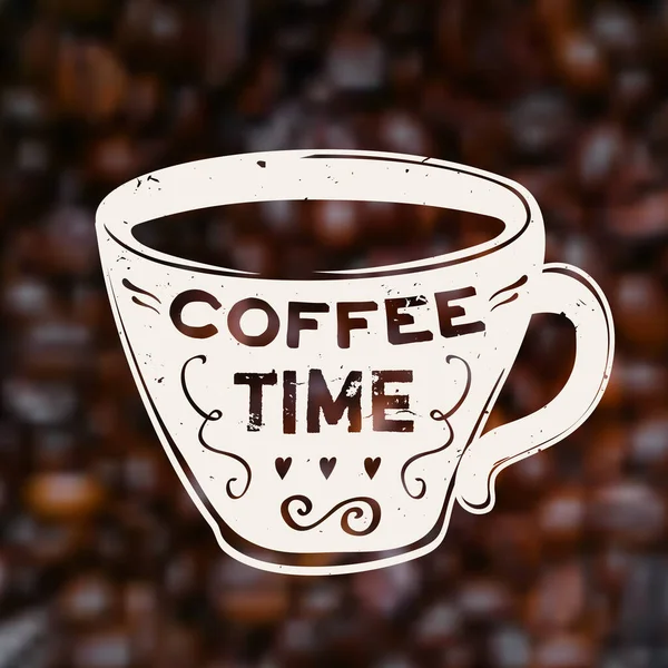 Vector Coffee Time Illustration Blurred Unfocused Background Coffee Beans Trendy — 스톡 벡터