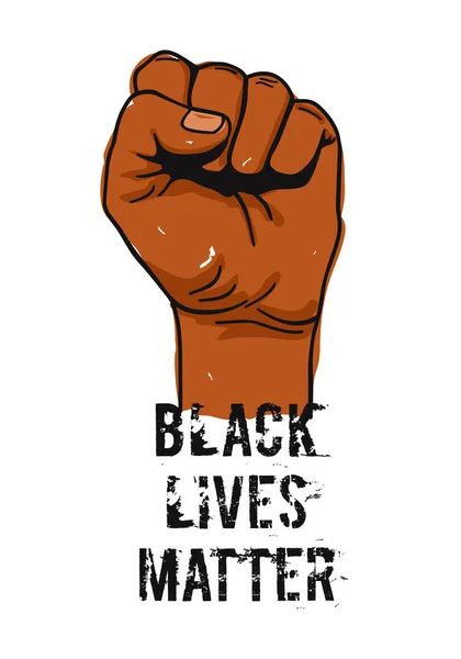 Vector Illustration Black Lives Matter Text Clenched Fist Held High — Stock Vector