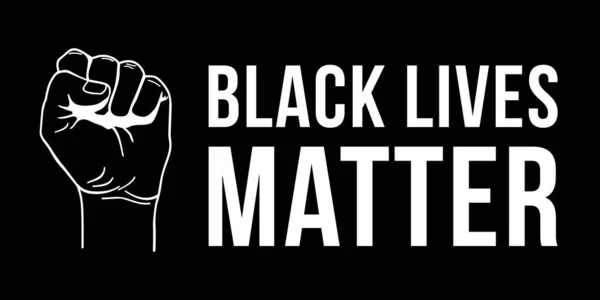 Vector Illustration Black Lives Matter Text Clenched Fist Held High — Wektor stockowy