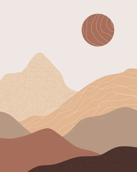 Vector Abstracto Paisaje Fondo Estético Contemporáneo Con Montañas Puesta Sol — Archivo Imágenes Vectoriales