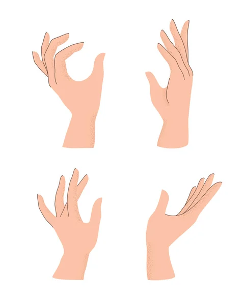 有时髦颗粒纹理阴影的矢量手手势集 收集在白色背景下被隔离的人类武器 矢量图形