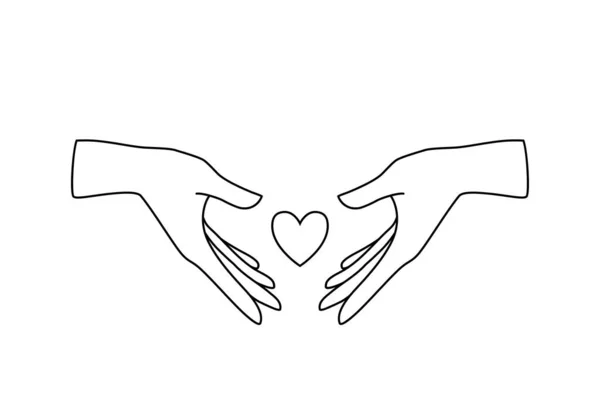 Векторный Логотип Женских Рук Икона Минимальном Линейном Стиле Эмблема Дизайн — стоковый вектор
