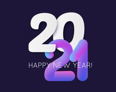 Vektör İllüstrasyonu 2021 Mutlu Yıllar el yazısı çizimi. Tipografi posteri, afiş, basılı tebrik kartı, Mutlu Noeller ve Öküz Yılı için şablon tasarımı