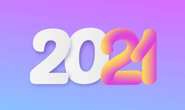 Vektör İllüstrasyonu 2021 Mutlu Yıllar el yazısı çizimi. Tipografi posteri, afiş, basılı tebrik kartı, Mutlu Noeller ve Öküz Yılı için şablon tasarımı