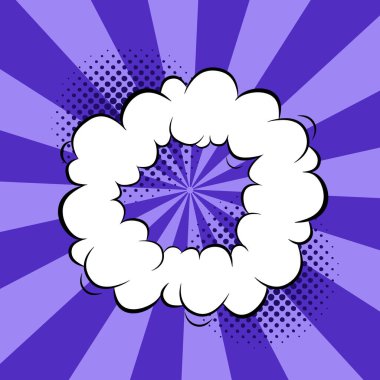 Boş beyaz konuşma baloncukları, yarım ton, çizgi roman tarzında ışınlar içeren vektör renkli çizgi roman arkaplanı