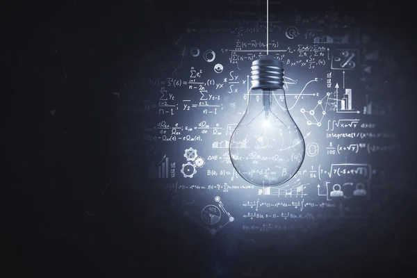 Освещённая Лампа Математическими Формулами Идея Наука Концепция Знаний Рендеринг — стоковое фото