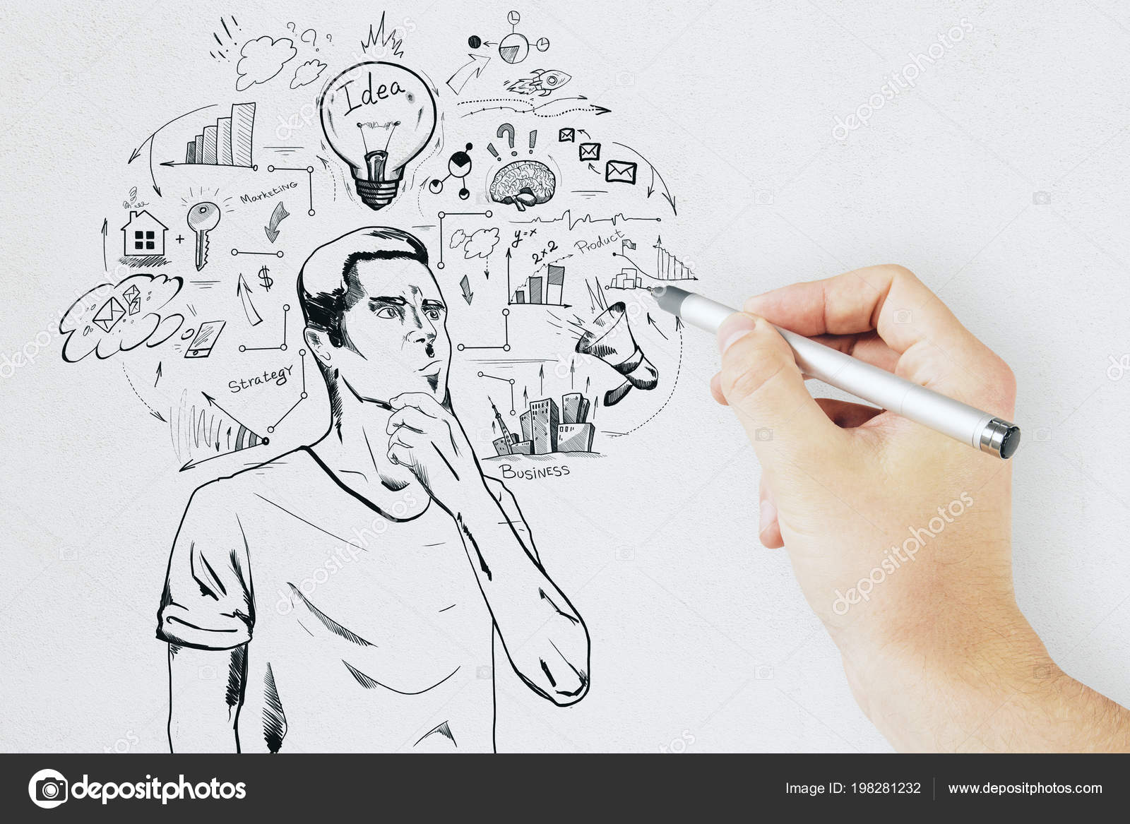 Sketch of thoughtful mature man. Vector illustration Stock Vector by  ©designfgb 10489368