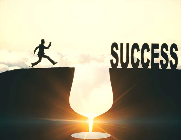 Abstraktní Podsvícený Obraz Mladého Podnikatele Překonání Alkohol Gap Cestě Úspěchu — Stock fotografie