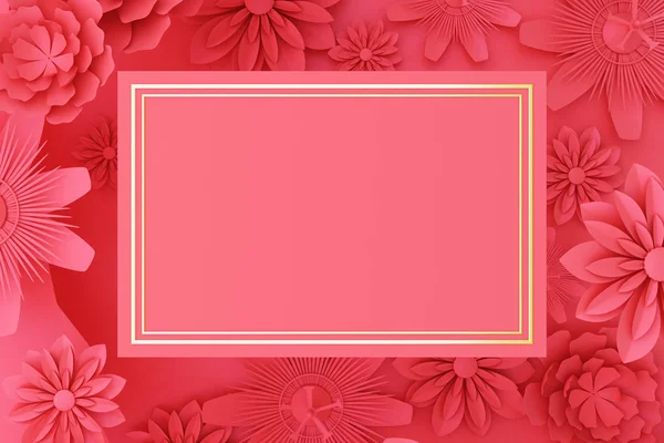 Creative Abstract Rectangular Red Floral Postcard Wallpaper Design Style Text — Stock Photo, Image