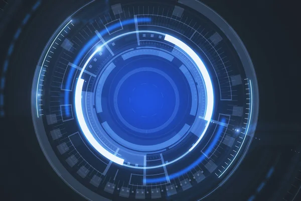 Concepto Tecnología Del Espacio Cibernético Con Botón Azul Protección Web —  Fotos de Stock