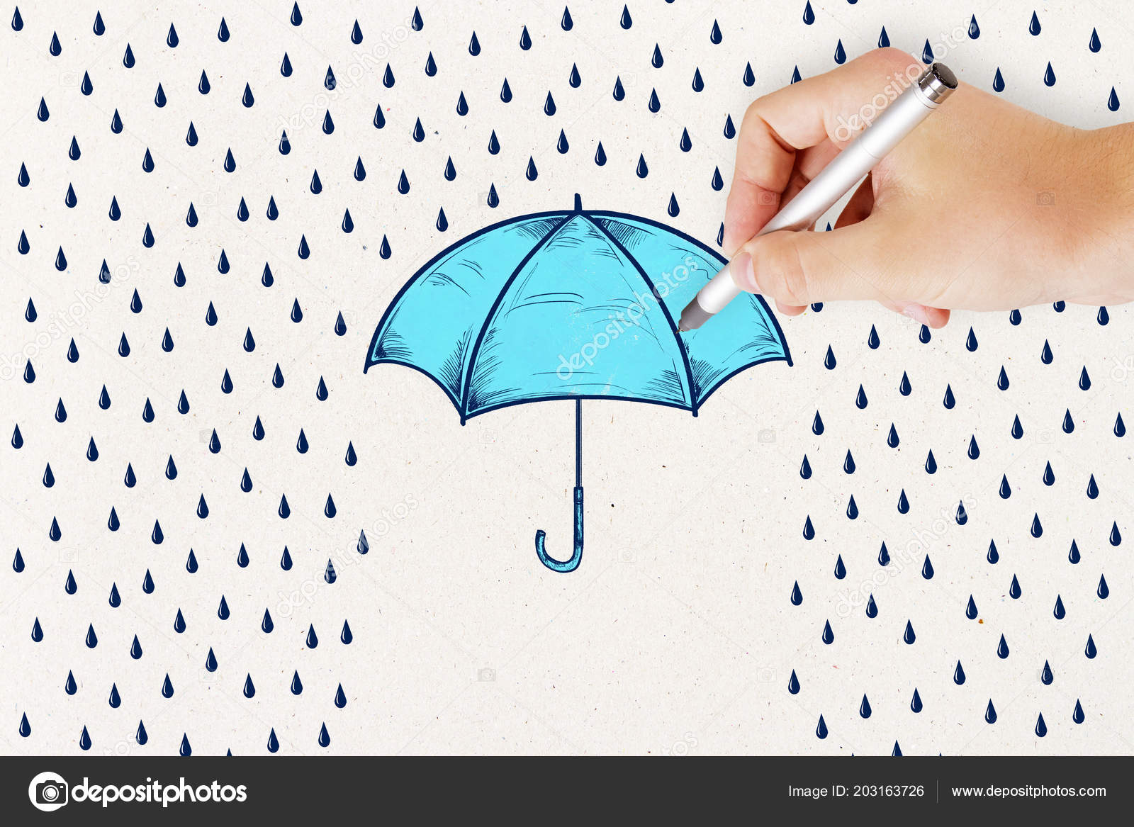 Simple pencil drawing Romantic feeling during rain