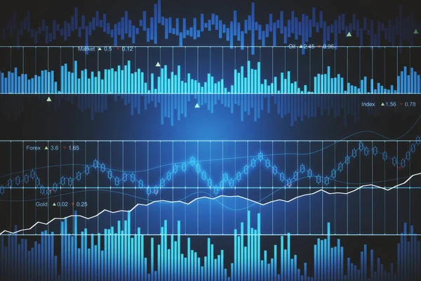 Finanzaktiendiagramm Zum Abstrakten Hintergrund Der Technologie Darstellung — Stockfoto