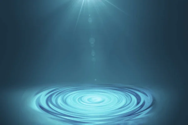 Gota Agua Rayo Luz Fondo Azul Renderizado — Foto de Stock