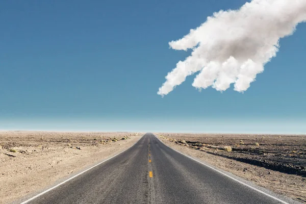 Elegir Concepto Camino Con Puntos Mano Nube Camino Vacío Desierto —  Fotos de Stock