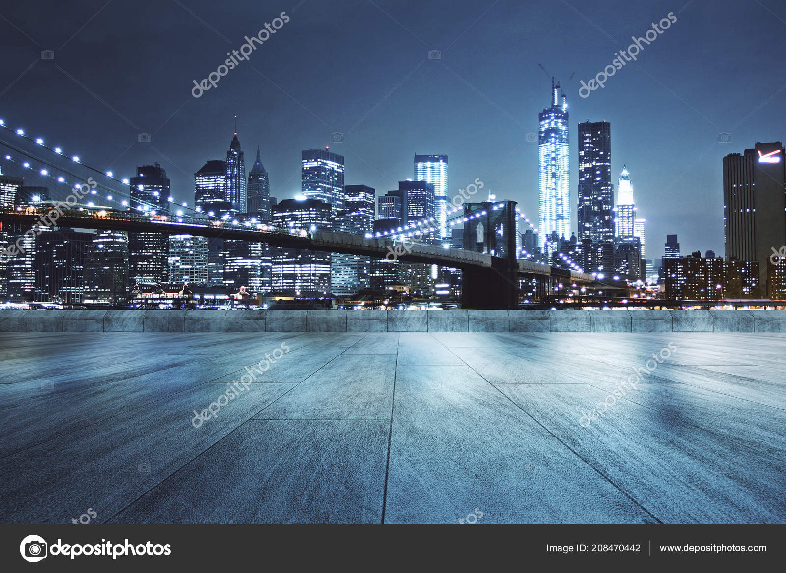 Concrete Rooftop Beautiful Night City View Background Stock Photo By C Peshkov
