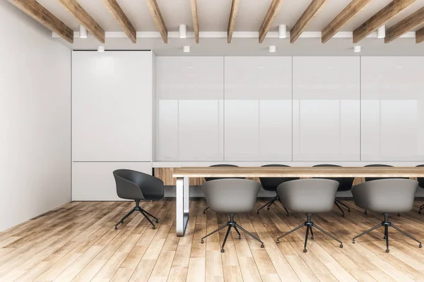 Modern Meeting Room Interior City Reflections Copy Space Rendering — Stock Photo, Image