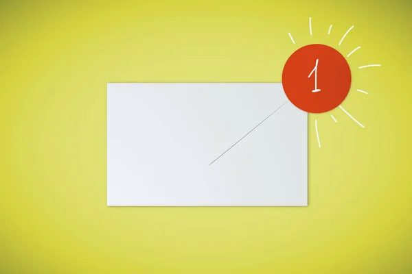 Sarı Arka Plan Üzerinde Posta Letişim Uygulama Kavramı Render — Stok fotoğraf