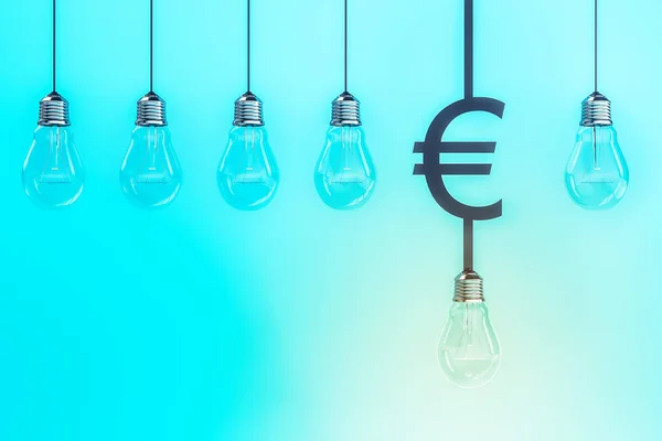 Eurosymbool Met Lampen Witte Achtergrond Concept Idee Geld Investeringen Rendering — Stockfoto
