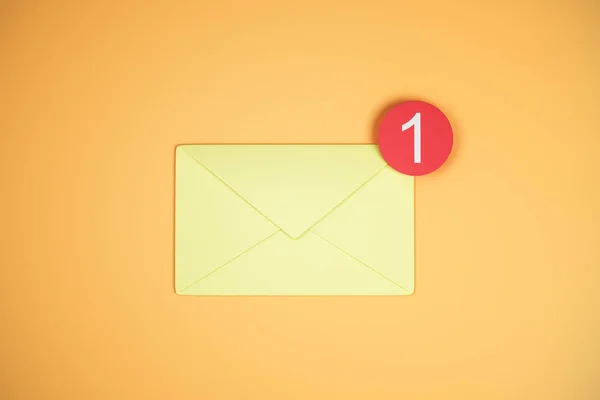 オレンジ色の背景に黄色のメール アイコン 通信とアプリケーションの概念 レンダリング — ストック写真
