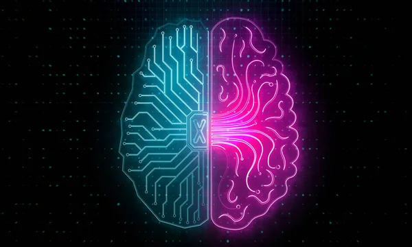 Résumé Circuit Cerveau Toile Fond Intelligence Artificielle Concept Futur Rendu — Photo