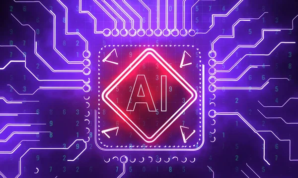 Abstrait Néon Circuit Cerveau Fond Écran Intelligence Artificielle Concept Futur — Photo